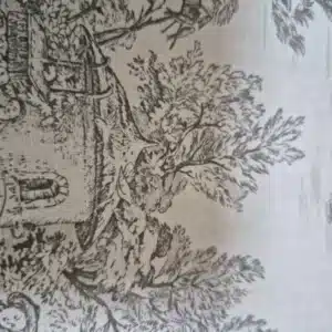 Tissu coton Toile de Jouy Gris Chartreuse