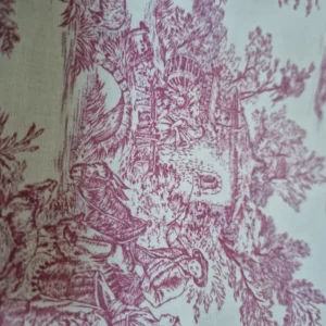 Tissu coton Toile de Jouy Rose Framboisine