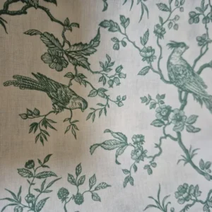 Tissu coton Toile de Jouy aux motifs Vert Cabanon